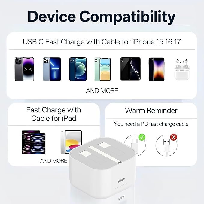 Text reads 'Perfectly Compatible'. Product showcase with multiple panels showing charging device, batteries, and other electronic accessories in white and black colors.